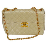 Chanel Beige Caviar Jumbo 13 Inch Classic Handbag - Gem de la Gem