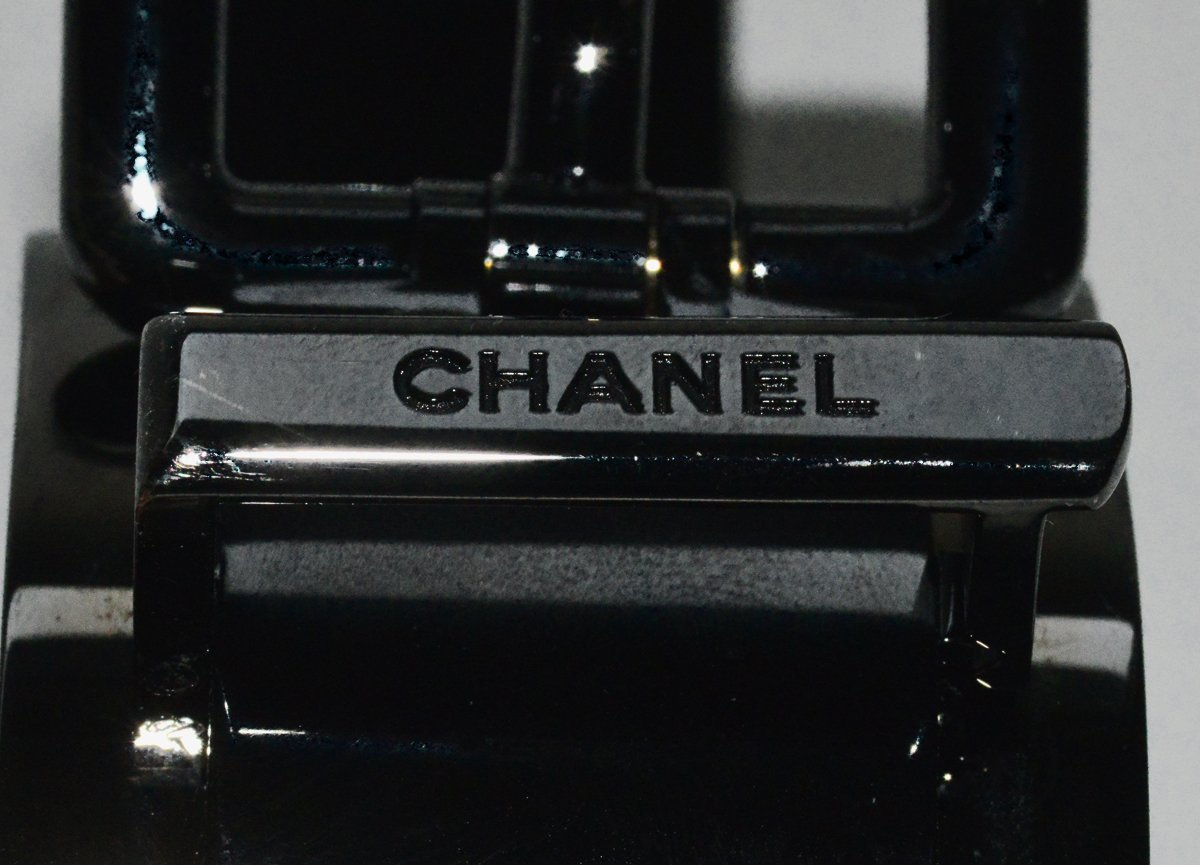Chanel Runway black enamel buckle Cuff Bracelet