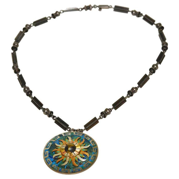 Early Rare Cecilia Tono Mexican Sterling Turquoise Necklace/Pin - Gem de la Gem