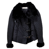 Gorgeous Valentino Microfiber Jacket with Mink Collar and Leather Closures - Gem de la Gem